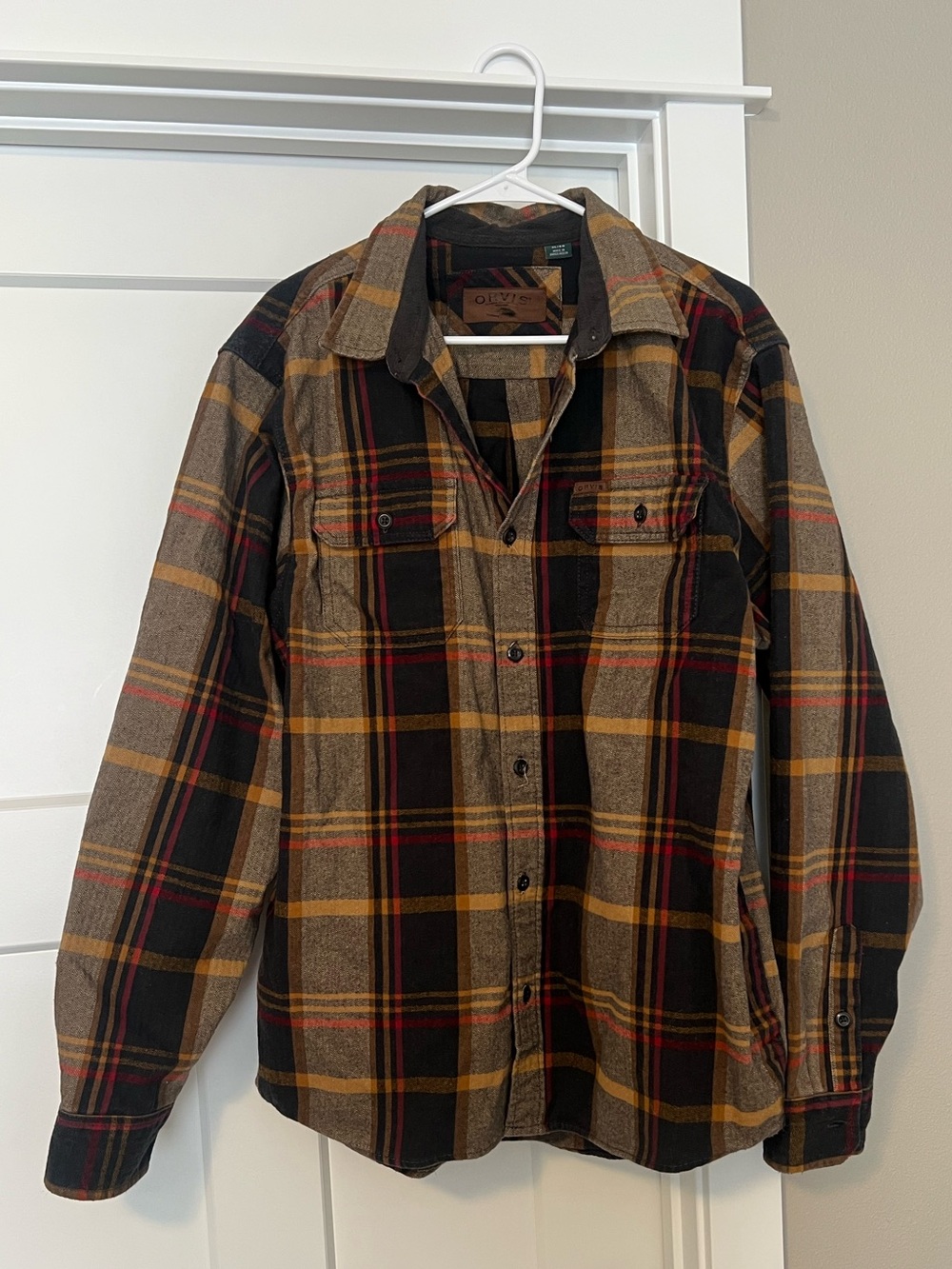 Orvis Black, Brown & Mustard Plaid Shirt Jacket